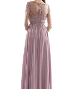 Marsoni By Colors - M217 Quarter Sleeve Embroidered Illusion Gown 14 Marsoni By Colors - M217 Quarter Sleeve Embroidered Illusion Gown