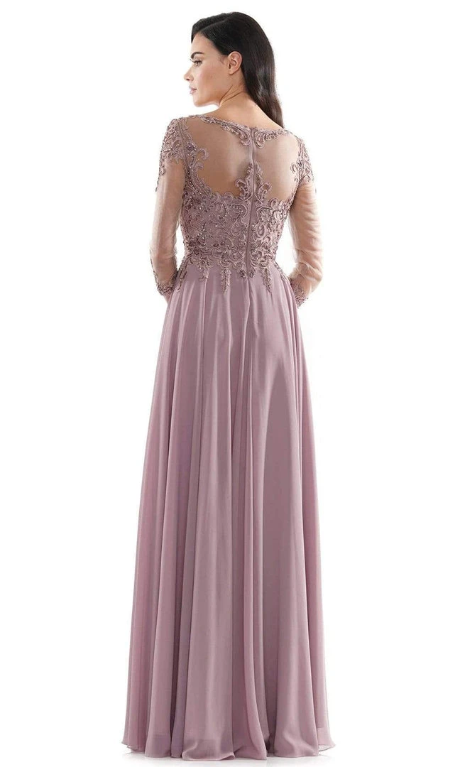 Marsoni By Colors - M217 Quarter Sleeve Embroidered Illusion Gown 6 Marsoni By Colors - M217 Quarter Sleeve Embroidered Illusion Gown