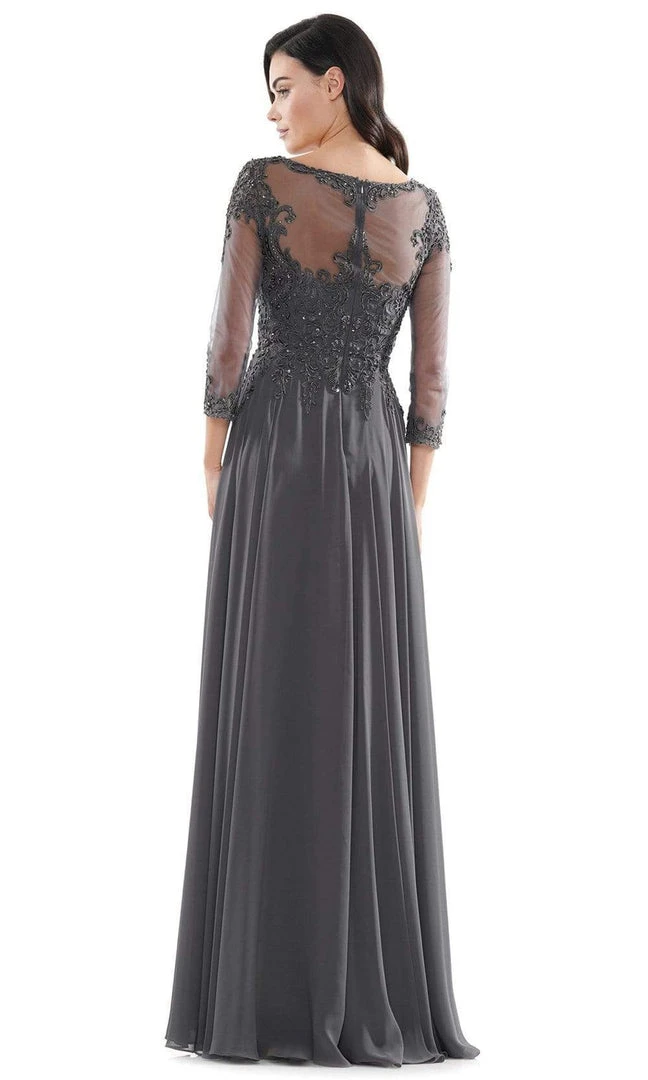 Marsoni By Colors - M217 Quarter Sleeve Embroidered Illusion Gown 9 Marsoni By Colors - M217 Quarter Sleeve Embroidered Illusion Gown