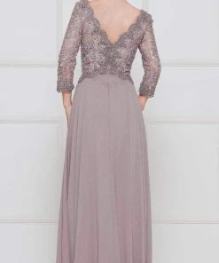 Marsoni By Colors - M225 Quarter Sleeve Scalloped Lace Gown 9 Marsoni By Colors - M225 Quarter Sleeve Scalloped Lace Gown