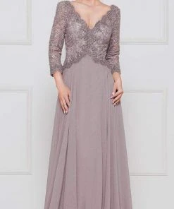 Marsoni By Colors - M225 Quarter Sleeve Scalloped Lace Gown 8 Marsoni By Colors - M225 Quarter Sleeve Scalloped Lace Gown