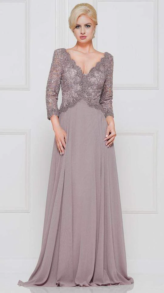 Marsoni By Colors - M225 Quarter Sleeve Scalloped Lace Gown 5 Marsoni By Colors - M225 Quarter Sleeve Scalloped Lace Gown