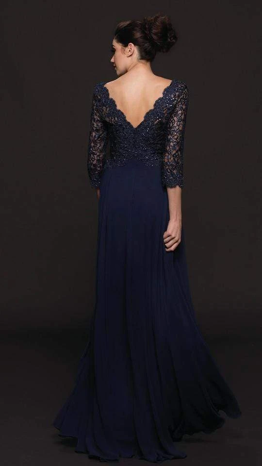 Marsoni By Colors - M225 Quarter Sleeve Scalloped Lace Gown 4 Marsoni By Colors - M225 Quarter Sleeve Scalloped Lace Gown