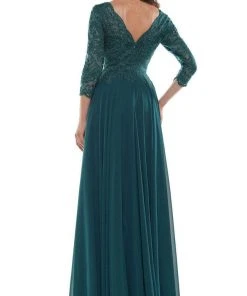 Marsoni By Colors - M238SL Embroidered Bodice Chiffon A-Line Gown
