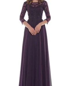 Marsoni By Colors - M238SL Embroidered Bodice Chiffon A-Line Gown