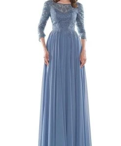 Marsoni By Colors - M238SL Embroidered Bodice Chiffon A-Line Gown