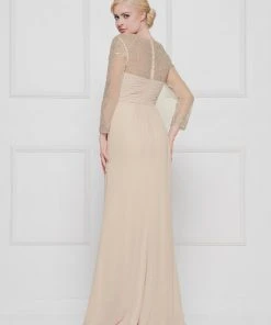 Marsoni By Colors - M261 Sheer Long Sleeves Embroidered Chiffon Gown 10 Marsoni By Colors - M261 Sheer Long Sleeves Embroidered Chiffon Gown