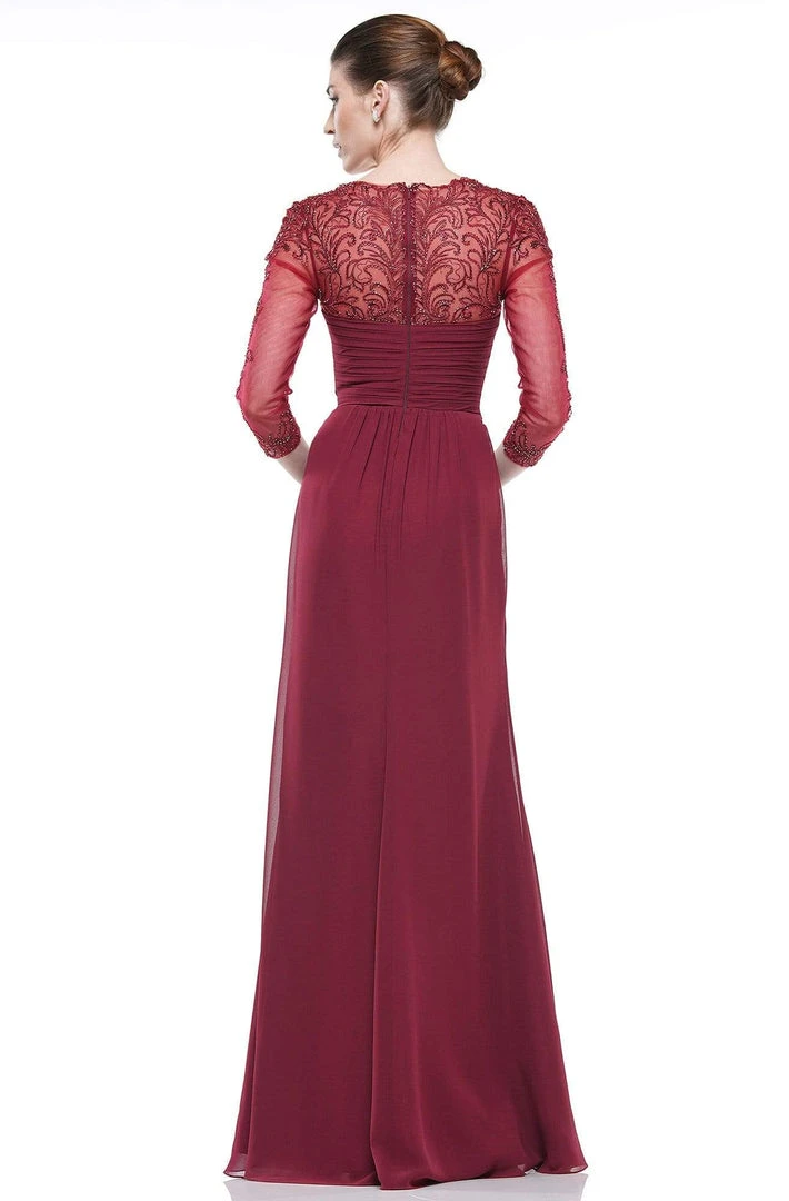 Marsoni By Colors - M261 Sheer Long Sleeves Embroidered Chiffon Gown 4 Marsoni By Colors - M261 Sheer Long Sleeves Embroidered Chiffon Gown