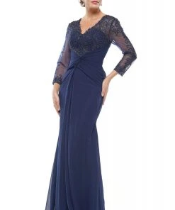 Marsoni By Colors - M261 Sheer Long Sleeves Embroidered Chiffon Gown 11 Marsoni By Colors - M261 Sheer Long Sleeves Embroidered Chiffon Gown