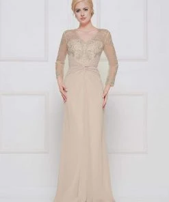 Marsoni By Colors - M261 Sheer Long Sleeves Embroidered Chiffon Gown 9 Marsoni By Colors - M261 Sheer Long Sleeves Embroidered Chiffon Gown