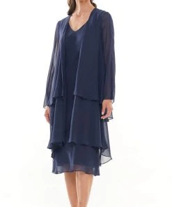 Marsoni By Colors - M307 V-Neck Sheath Knee-Length Dress