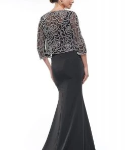 Marsoni By Colors - MV1001 Jeweled Bolero Faille Trumpet Gown