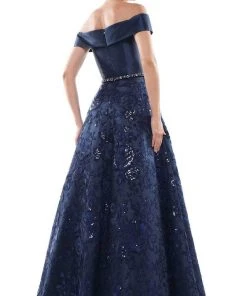 Marsoni By Colors - MV1013 Off-Shoulder Lace A-line Dress