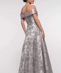 Marsoni By Colors - MV1013 Off-Shoulder Lace A-line Dress