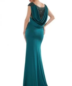 Marsoni By Colors - MV1023 Beaded Bateau Trumpet Dress