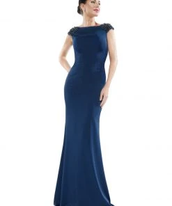 Marsoni By Colors - MV1023 Beaded Bateau Trumpet Dress 14 Marsoni By Colors - MV1023 Beaded Bateau Trumpet Dress