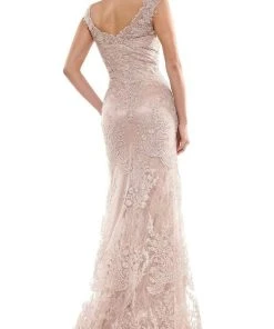 Marsoni By Colors - MV1030 Embroidered V-neck Trumpet Dress