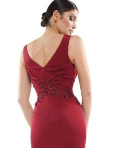 Marsoni By Colors - MV1054 Embroidered V-neck Trumpet Dress