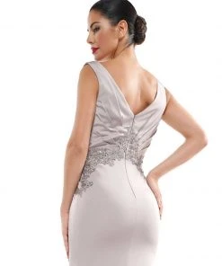 Marsoni By Colors - MV1054 Embroidered V-neck Trumpet Dress