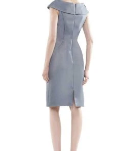 Marsoni By Colors - MV1058 Beaded Adorned Neckline Sheath Satin Dress 17 Marsoni By Colors - MV1058 Beaded Adorned Neckline Sheath Satin Dress