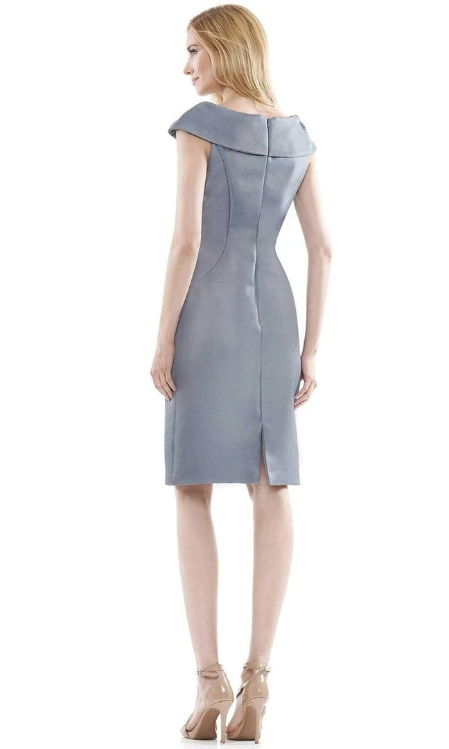 Marsoni By Colors - MV1058 Beaded Adorned Neckline Sheath Satin Dress 10 Marsoni By Colors - MV1058 Beaded Adorned Neckline Sheath Satin Dress