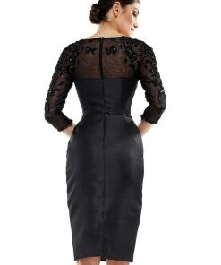 Marsoni By Colors - MV1061 V-Neck Illusion Cocktail Dress