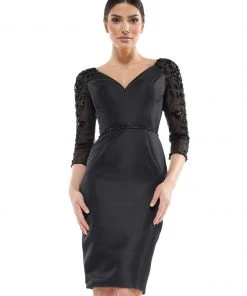 Marsoni By Colors - MV1061 V-Neck Illusion Cocktail Dress