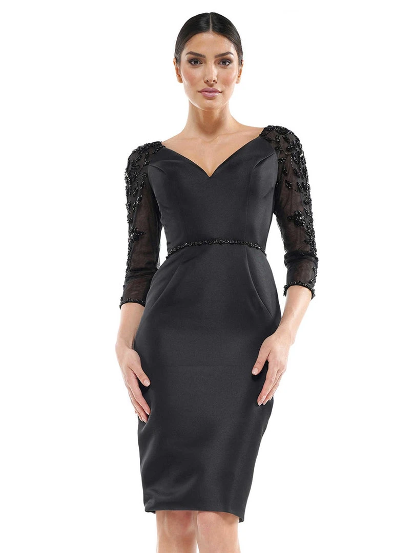Marsoni By Colors - MV1061 V-Neck Illusion Cocktail Dress 3 Marsoni By Colors - MV1061 V-Neck Illusion Cocktail Dress