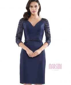 Marsoni By Colors - MV1061 V-Neck Illusion Cocktail Dress 25 Marsoni By Colors - MV1061 V-Neck Illusion Cocktail Dress