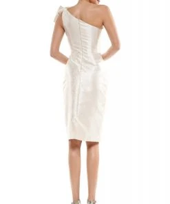 Marsoni By Colors - MV1065 Bow Accented Knee Length Fitted Dress