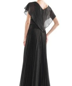 Marsoni By Colors - MV1072 V-Neck Capelet Sleeves A-Line Chiffon Gown