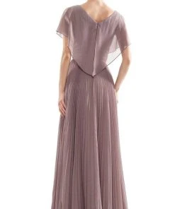 Marsoni By Colors - MV1072 V-Neck Capelet Sleeves A-Line Chiffon Gown