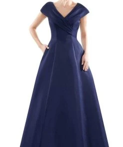 Marsoni By Colors - MV1085 V Neck Pleated A-line Gown 14 Marsoni By Colors - MV1085 V Neck Pleated A-line Gown