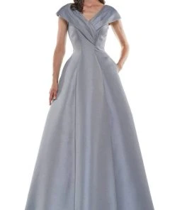 Marsoni By Colors - MV1085 V Neck Pleated A-line Gown 16 Marsoni By Colors - MV1085 V Neck Pleated A-line Gown