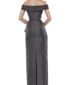 Marsoni By Colors - MV1087 Off Shoulder Beaded Ruffle Accented Gown