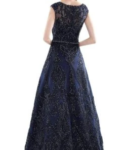 Marsoni By Colors - MV1092 Embellished V Neck A-Line Dress