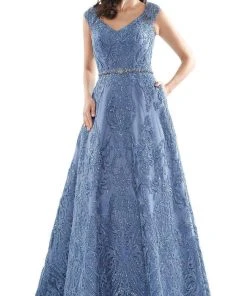 Marsoni By Colors - MV1092 Embellished V Neck A-Line Dress