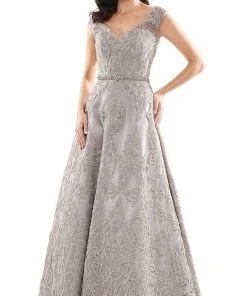 Marsoni By Colors - MV1092 Embellished V Neck A-Line Dress