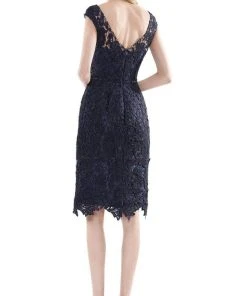Marsoni By Colors - MV1103 Lace Bateau Neck Fitted Dress