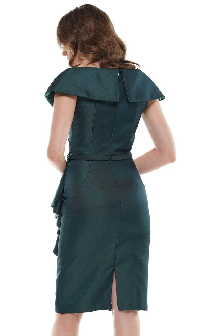 Marsoni By Colors - MV1106 Knee Length Ruffle Trimmed Sheath Dress 6 Marsoni By Colors - MV1106 Knee Length Ruffle Trimmed Sheath Dress