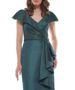 Marsoni By Colors - MV1106 Knee Length Ruffle Trimmed Sheath Dress 12 Marsoni By Colors - MV1106 Knee Length Ruffle Trimmed Sheath Dress