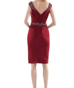 Marsoni By Colors - MV1107 Beaded V Neck Column Dress 13 Marsoni By Colors - MV1107 Beaded V Neck Column Dress