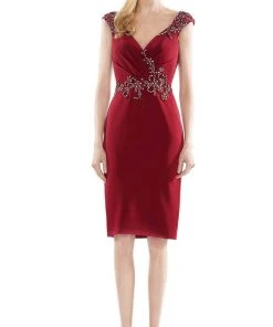 Marsoni By Colors - MV1107 Beaded V Neck Column Dress 12 Marsoni By Colors - MV1107 Beaded V Neck Column Dress