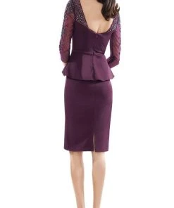 Marsoni By Colors - MV1108 Beaded Quarter Sleeve Peplum Sheath Dress 13 Marsoni By Colors - MV1108 Beaded Quarter Sleeve Peplum Sheath Dress