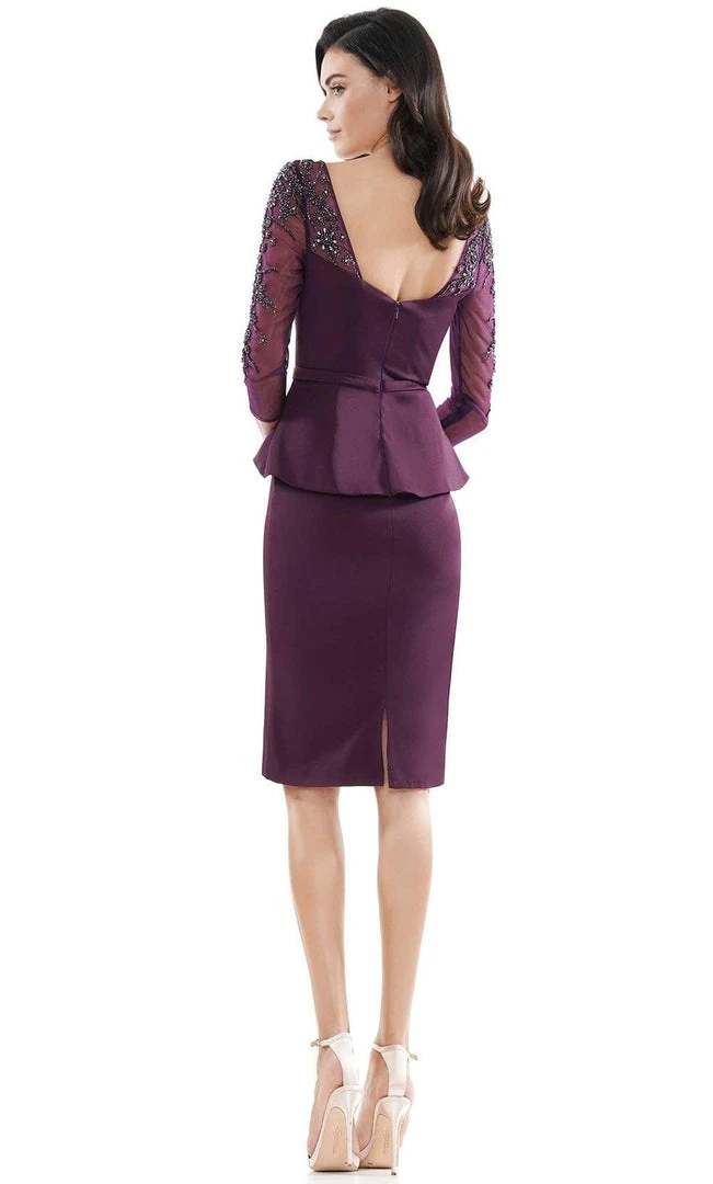 Marsoni By Colors - MV1108 Beaded Quarter Sleeve Peplum Sheath Dress 8 Marsoni By Colors - MV1108 Beaded Quarter Sleeve Peplum Sheath Dress