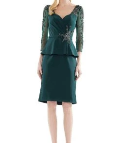 Marsoni By Colors - MV1108 Beaded Quarter Sleeve Peplum Sheath Dress 10 Marsoni By Colors - MV1108 Beaded Quarter Sleeve Peplum Sheath Dress