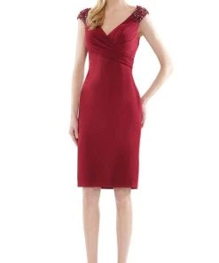 Marsoni By Colors - MV1109 V Neck Column Cocktail Dress