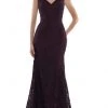 Marsoni By Colors - MV1116 V Neck Embroidered Trumpet Dress 1 Marsoni By Colors - MV1116 V Neck Embroidered Trumpet Dress
