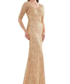 Marsoni By Colors - MV1117 Embroidered Lace Trumpet Dress