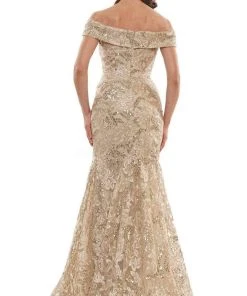 Marsoni By Colors - MV1118 Off Shoulder Fitted Evening Dress